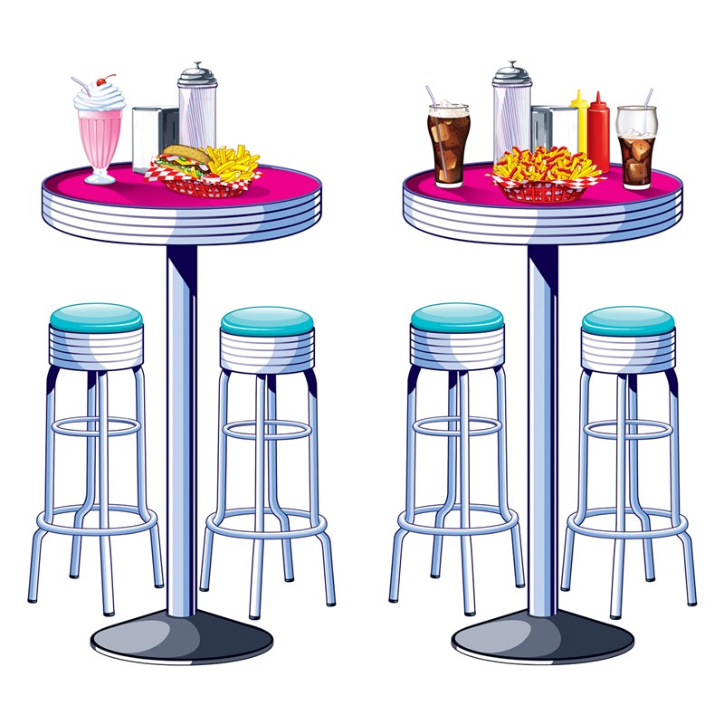 1950s Soda Shop Tables Stools Props for the 2022 Costume season.