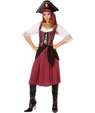 Burgundy Pirate Wench Adult Costume