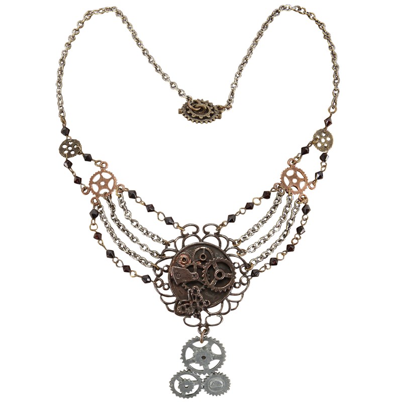Steampunk Gear Chain Antique Necklace Adult for the 2015 Costume season.