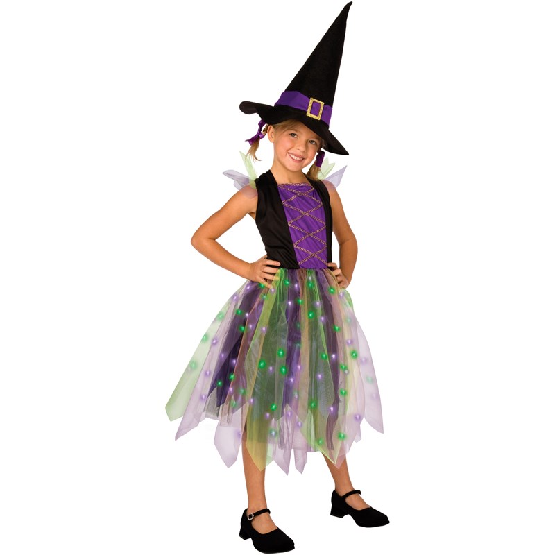 Light Up Rainbow Witch Child Costume for the 2022 Costume season.