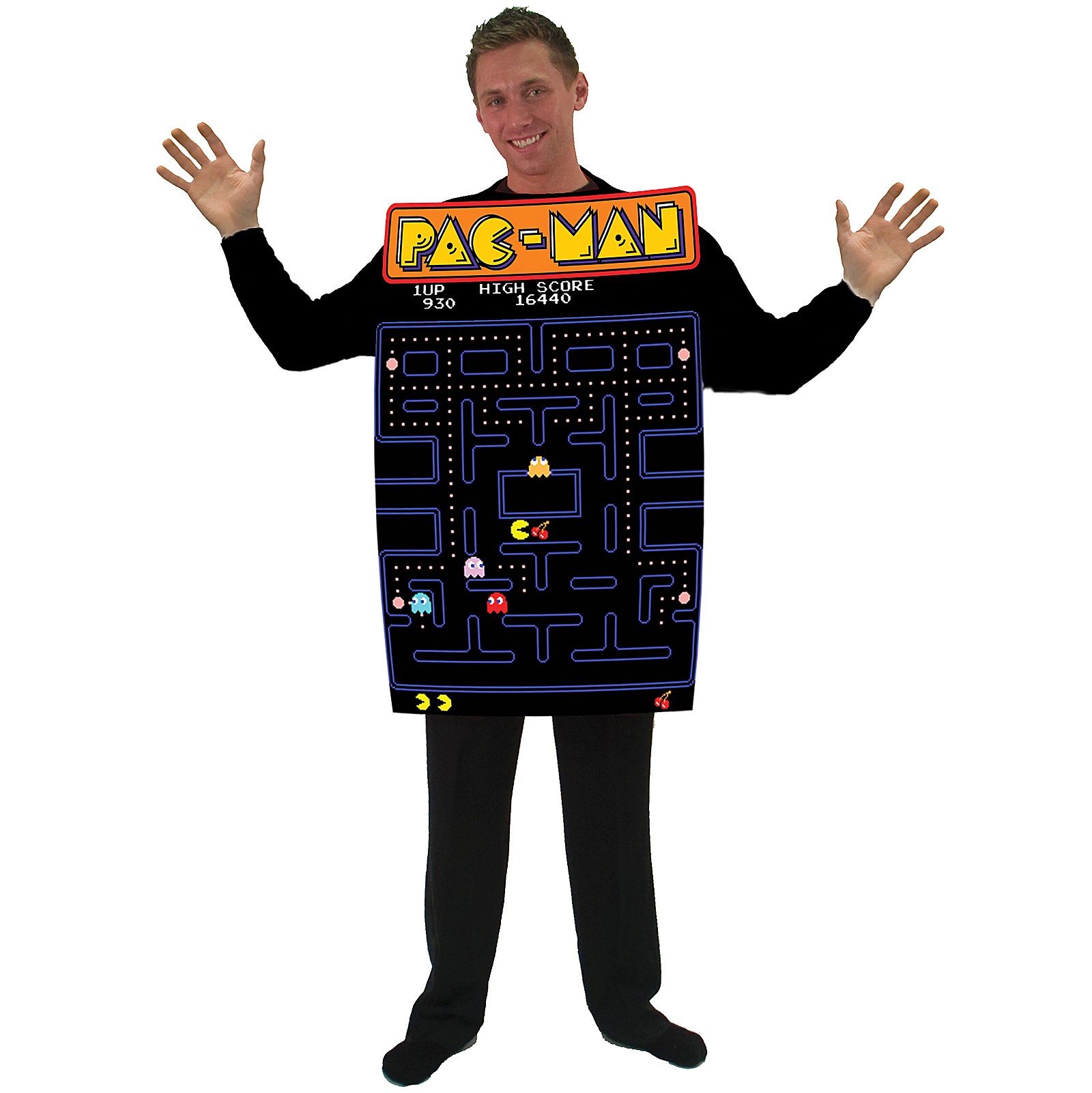 Pac-Man Video Game Screen Poncho Adult Costume
