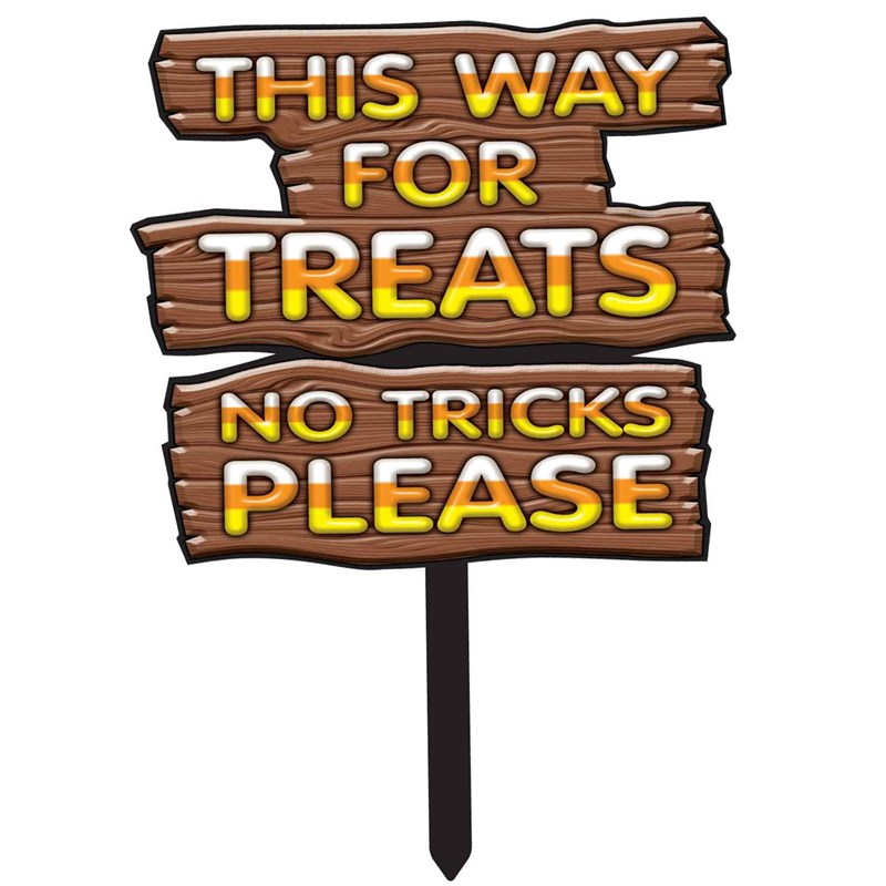 This Way For Treats Lawn Sign for the 2022 Costume season.
