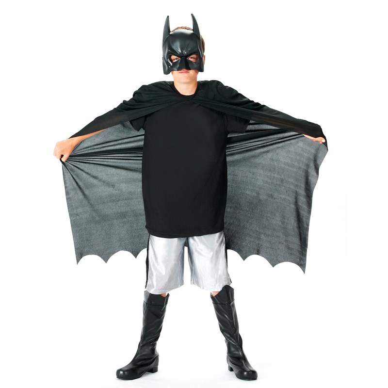 The Dark Knight Rises Batman Kids Cape and Mask Costume Kit for the 2022 Costume season.