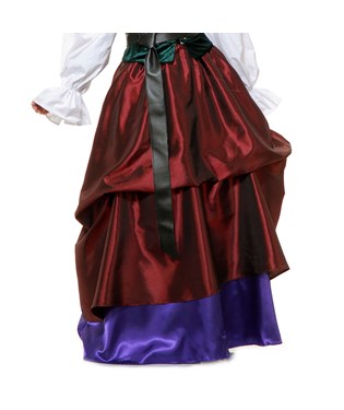 Wine and Royal Gathered Skirt Adult