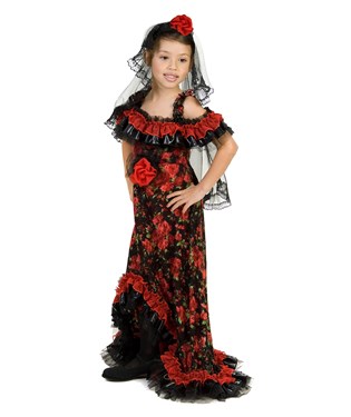 Red Rose Spanish Dancer Child Costume