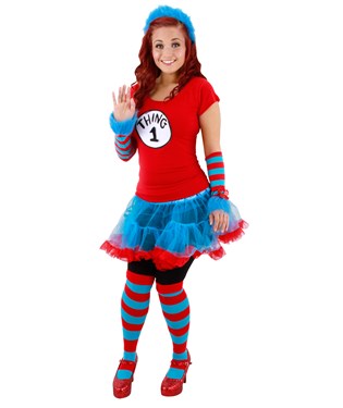Cat In The Hat Thing 1 and Thing 2 Tutu Adult Costume