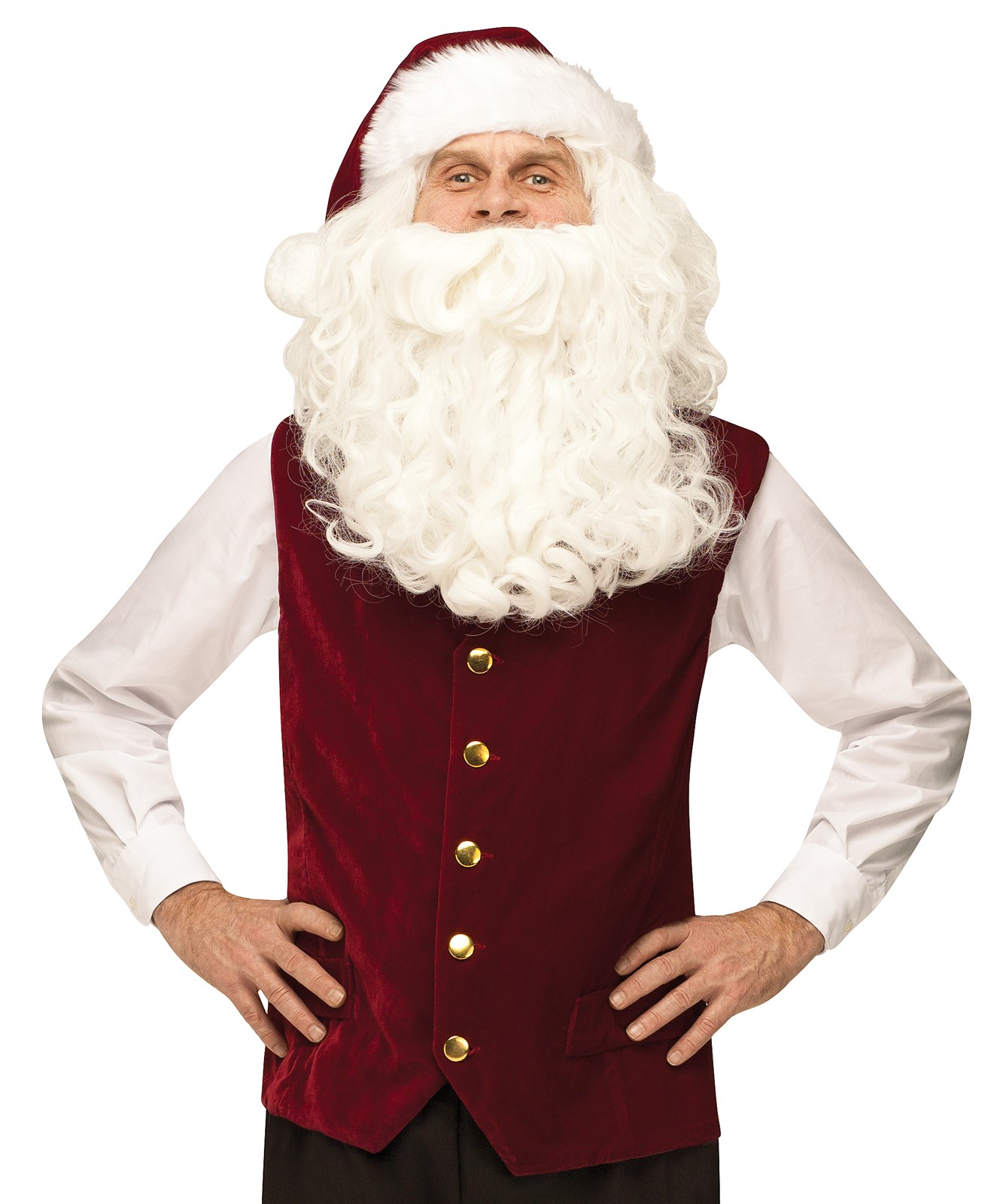 Velvet Santa Vest & Hat Adult Costume