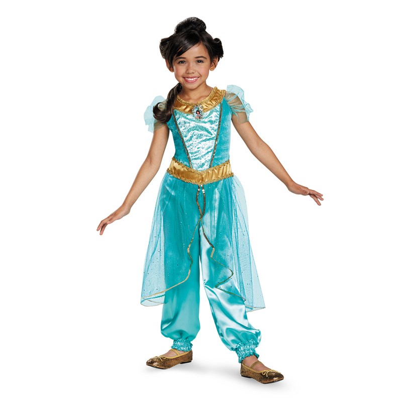 Disney Jasmine Deluxe Sparkle Toddler  and  Child Costume for the 2022 Costume season.