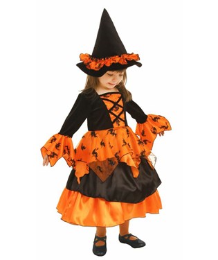 Little Orange Witch Dress and Hat Toddler / Child Costume