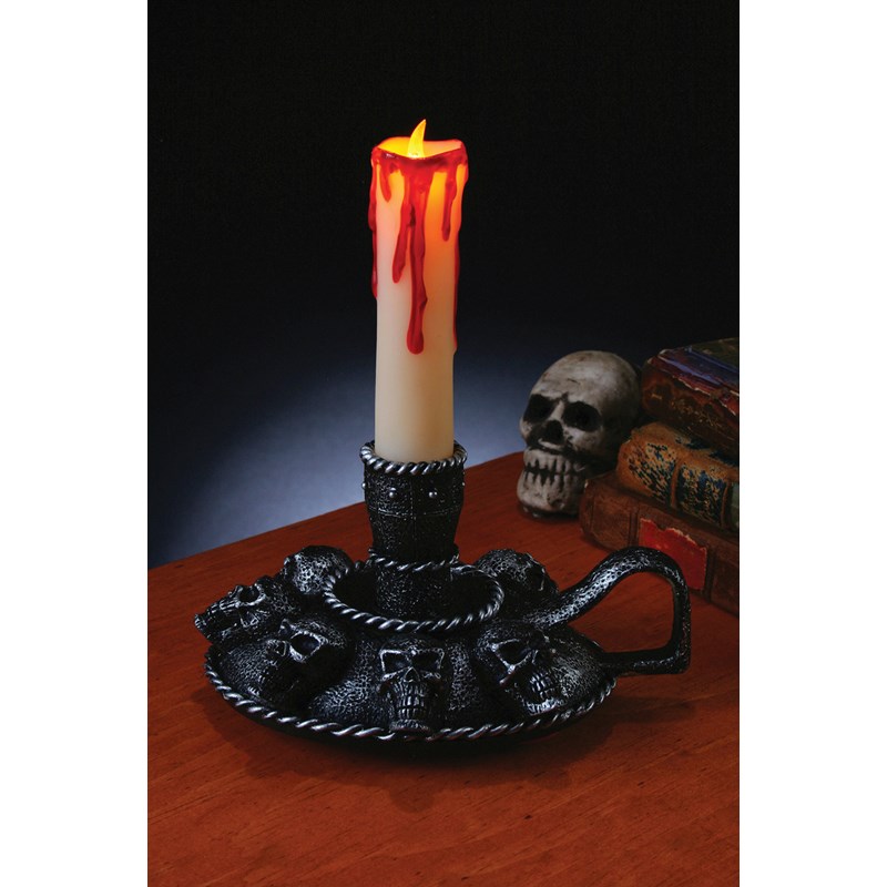 Skull Candle Holder with Candle for the 2022 Costume season.