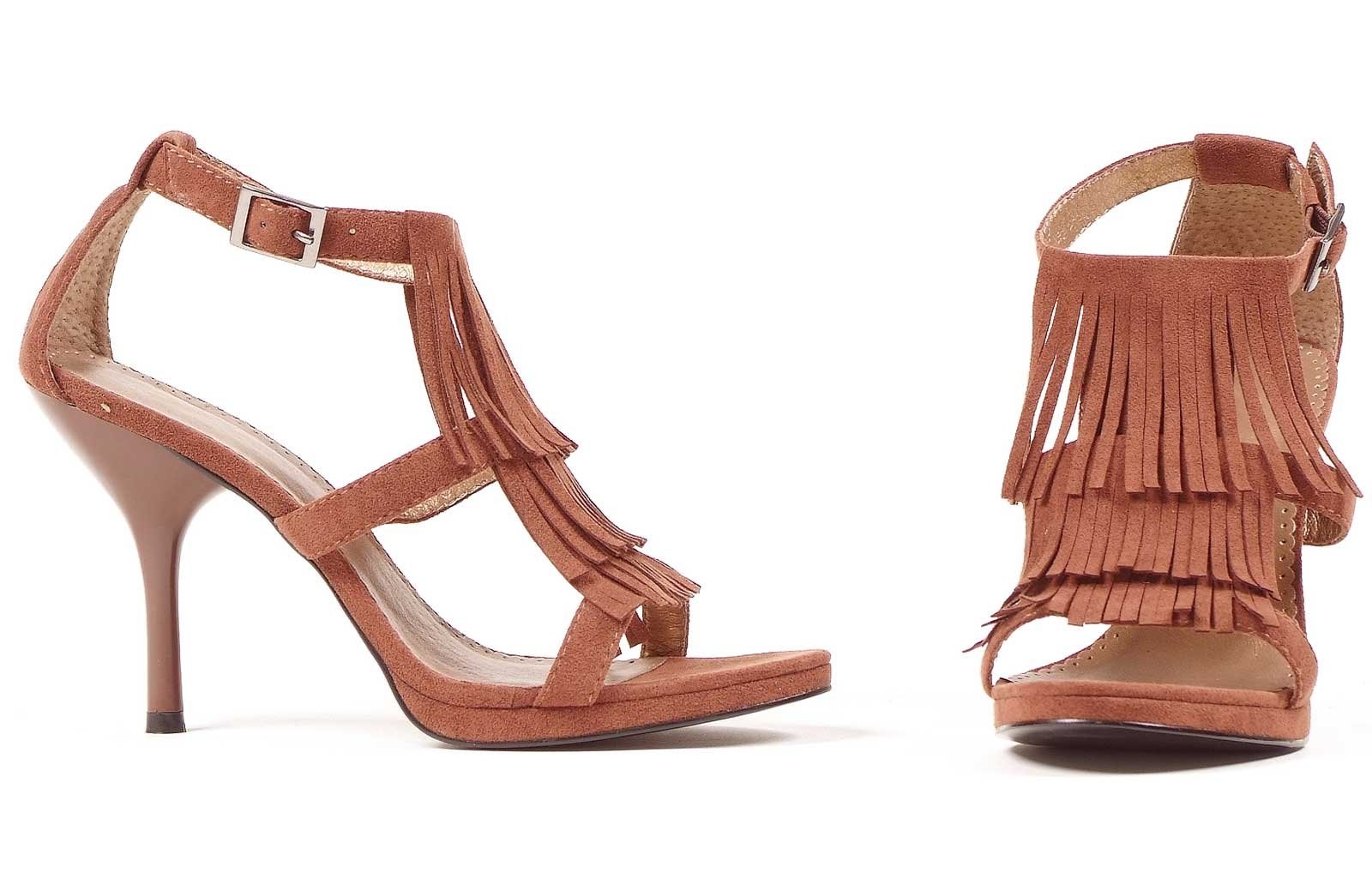 Brown Fringe High Heel Adult Shoes - Clearance Sizes