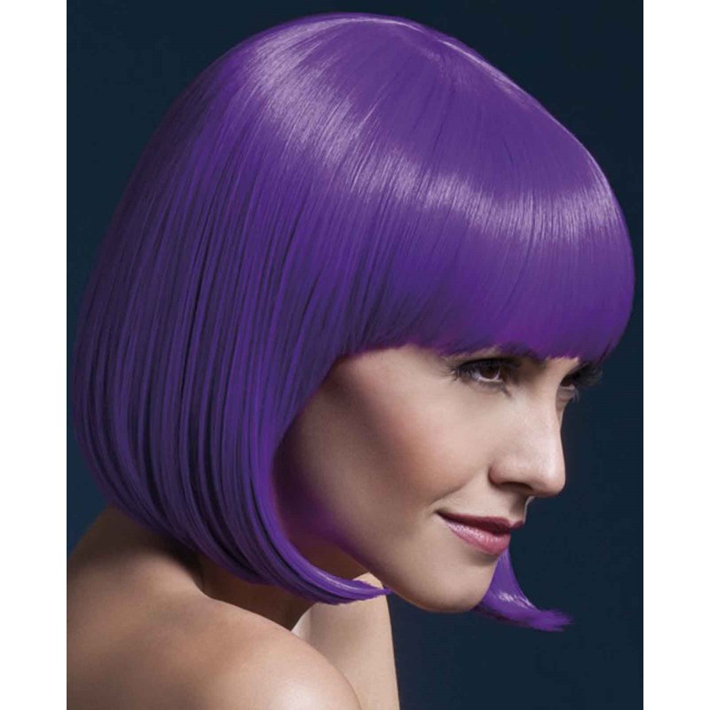 Fever Elise Short Neon Purple Wig With Bangs for the 2022 Costume season.