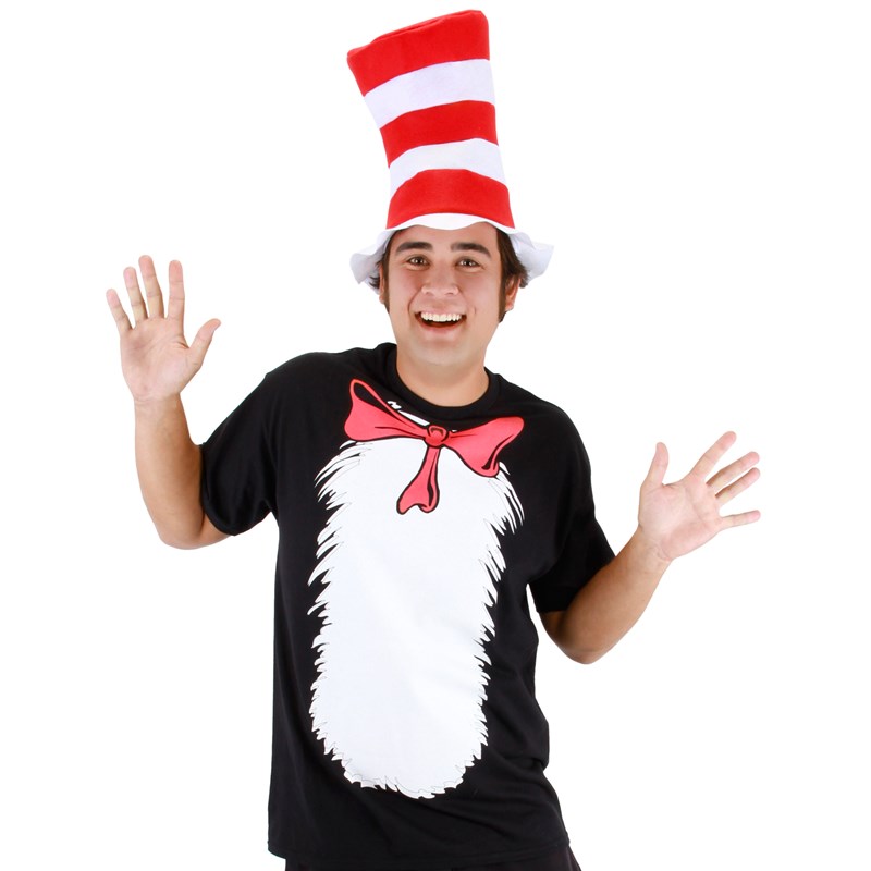 Cat in the Hat Adult T Shirt and Hat Costume for the 2022 Costume season.