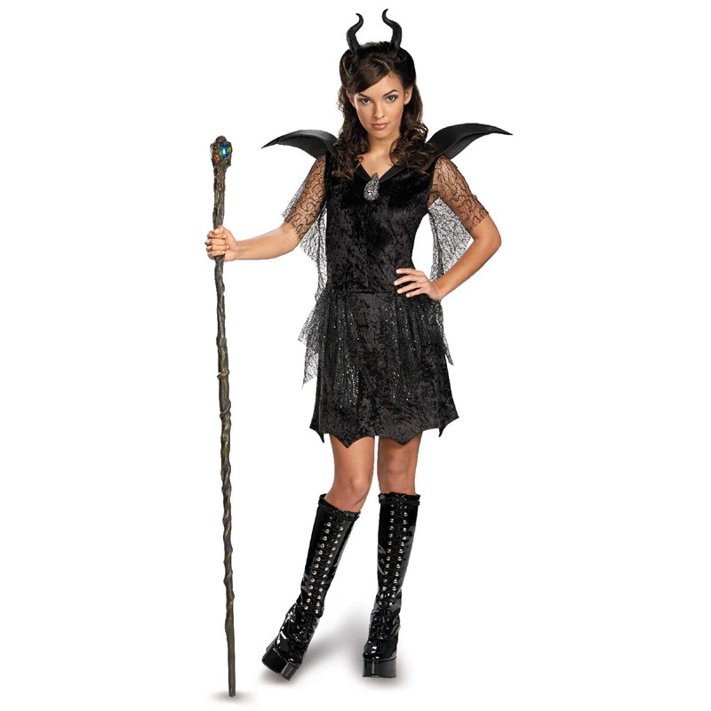 Maleficent Deluxe Black Tween and Teen Gown and Headpiece for the 2022 Costume season.