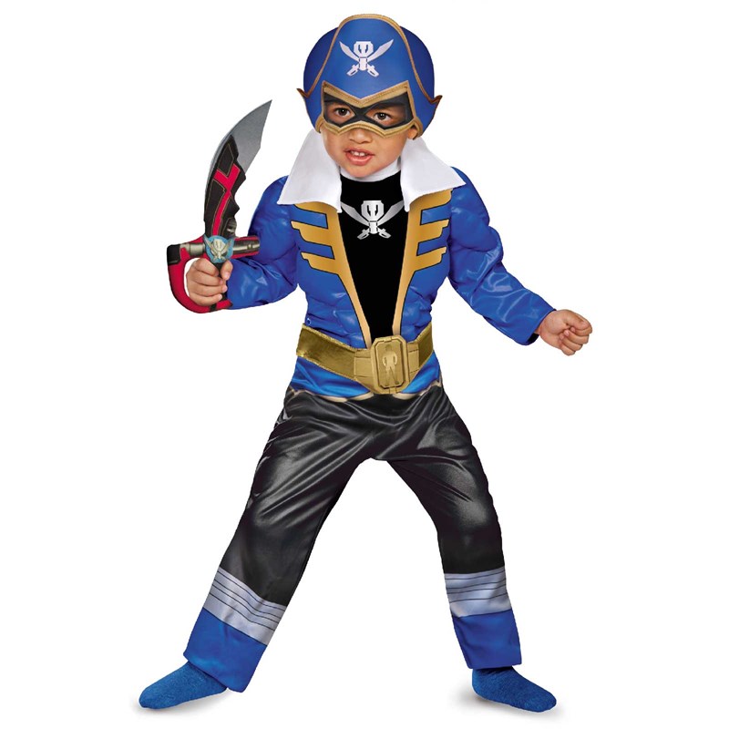 Power Ranger Super Megaforce Blue Ranger Toddler  and  Child Muscle Costume for the 2022 Costume season.