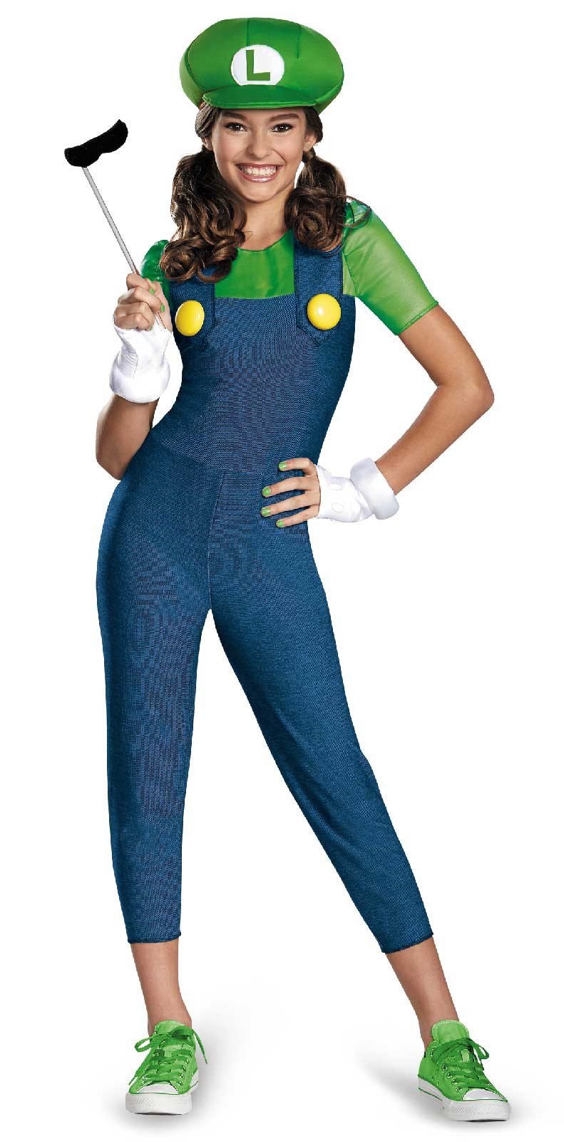 Super Mario Brothers Tween Luigi Girl Costume