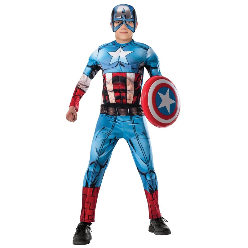Avengers Assemble Deluxe Captain America Kids Costume for the 2022 Costume season.