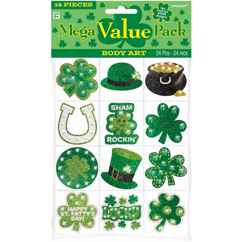 St. Patricks Day Body Jewels and Tattoos (24 count) for the 2022 Costume season.