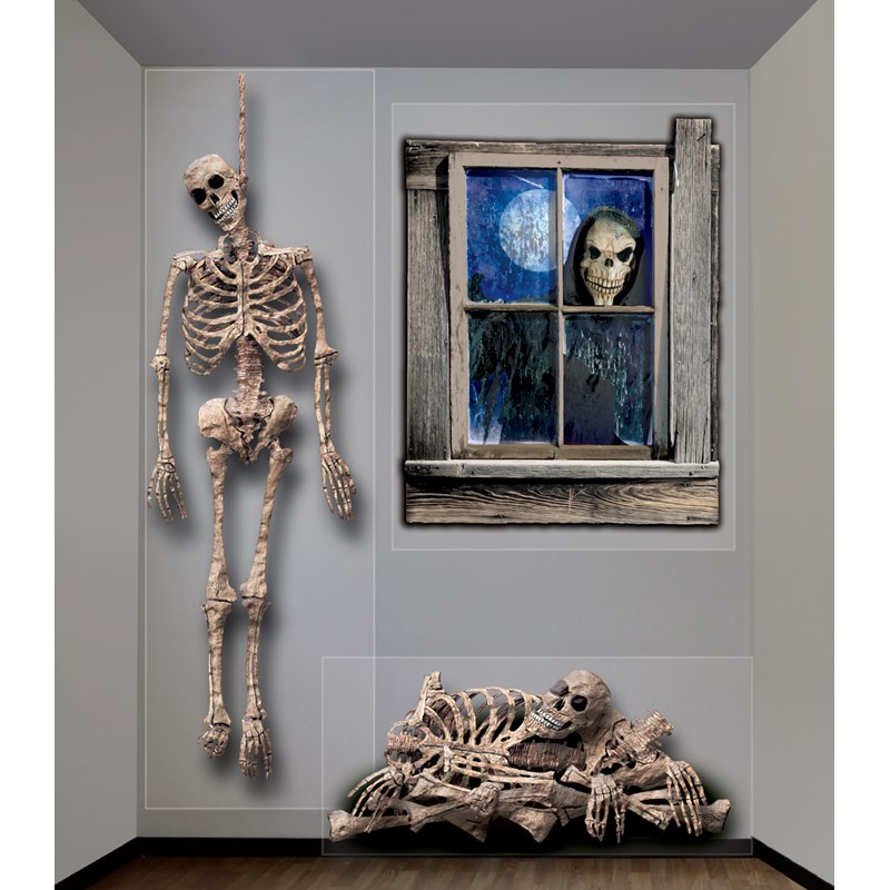 Halloween Giant Ghastly Skeleton Wall Decorations for the 2022 Costume season.