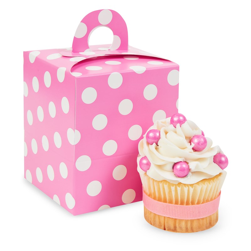 Hot Pink White Polka Dot Cupcake Boxes (4 count) for the 2022 Costume season.