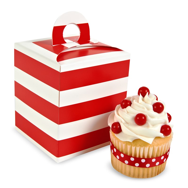 Red White Striped Cupcake Boxes (4 count) for the 2022 Costume season.