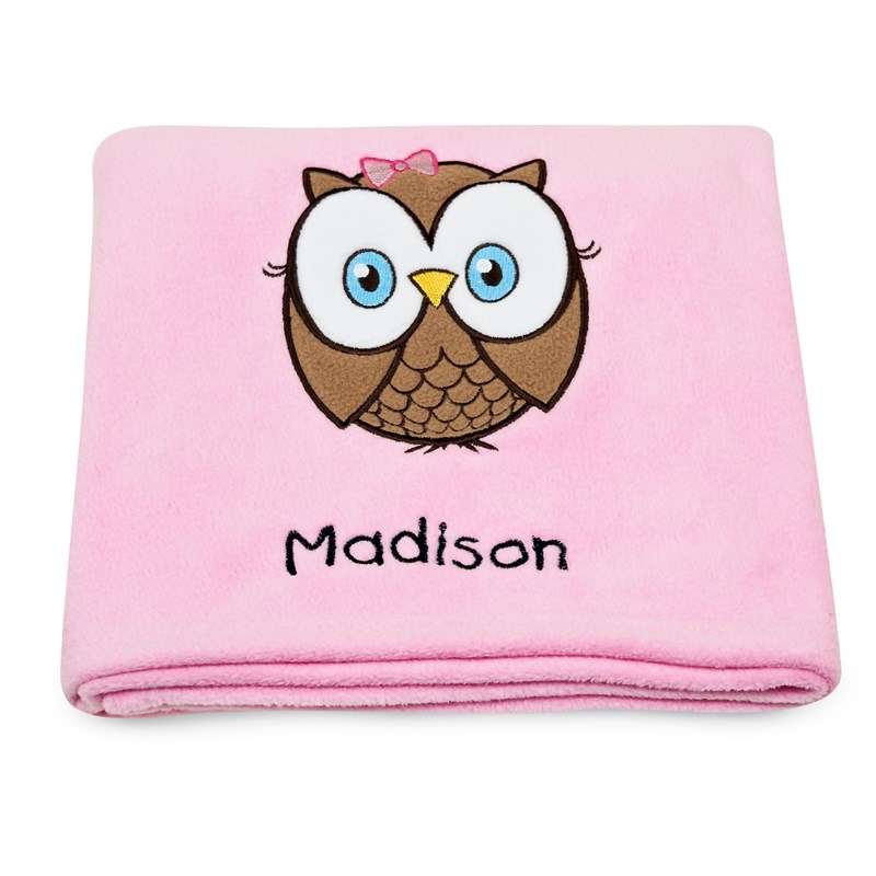 Look Whos 1 Pink Applique Fleece Blanket   Embroidered for the 2022 Costume season.