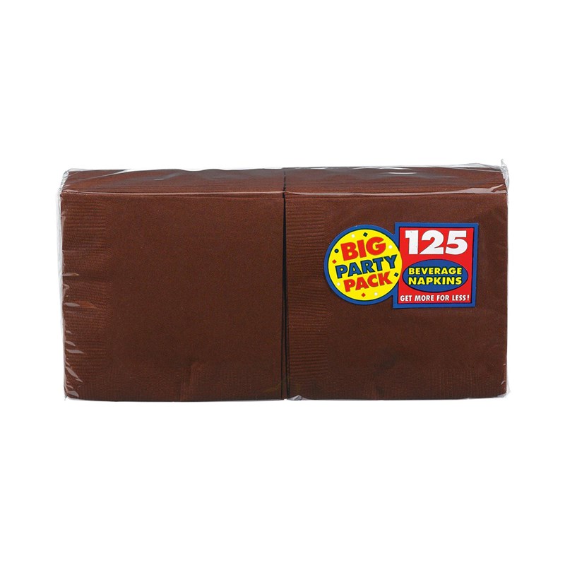 Chocolate Brown Big Party Pack   Beverage Napkins (125 count) for the 2022 Costume season.