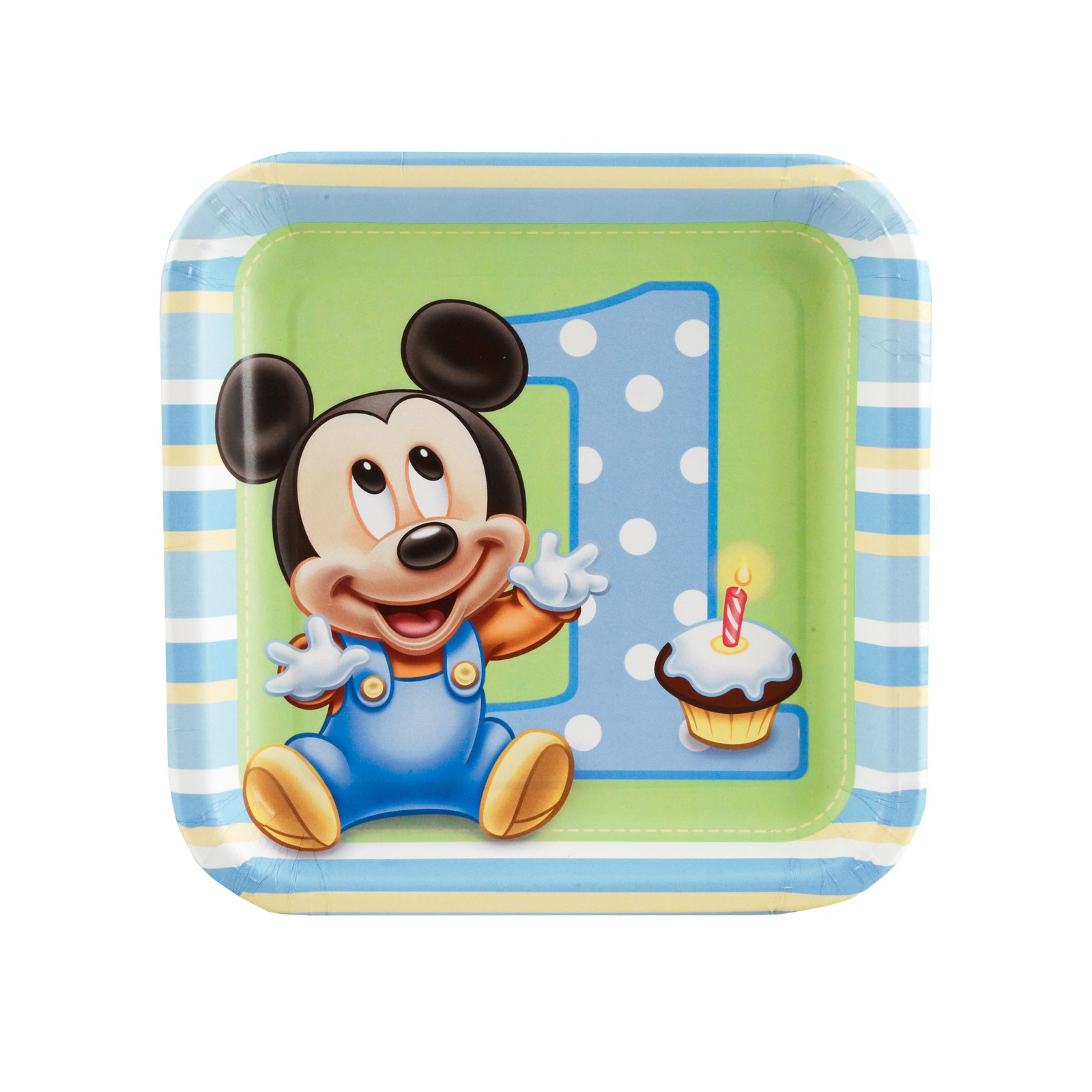 Disney Mickeys 1st Birthday Square Dessert Plates 8 count