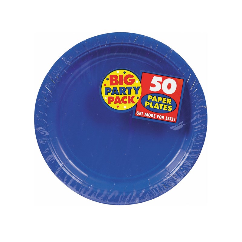 Bright Royal Blue Big Party Pack   Dessert Plates (50 count) for the 2022 Costume season.