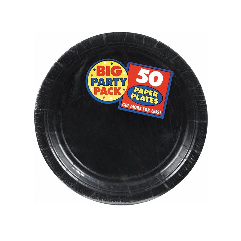 Black Big Party Pack   Dessert Plates (50 count) for the 2022 Costume season.