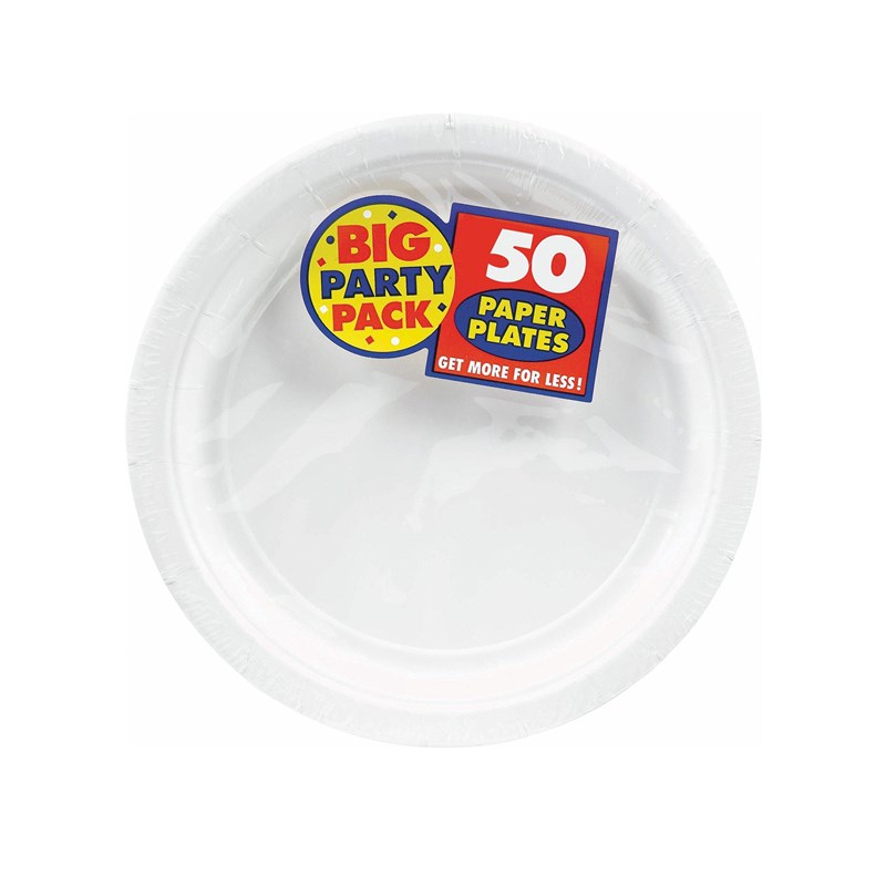 Frosty White Big Party Pack   Dessert Plates (50 count) for the 2022 Costume season.