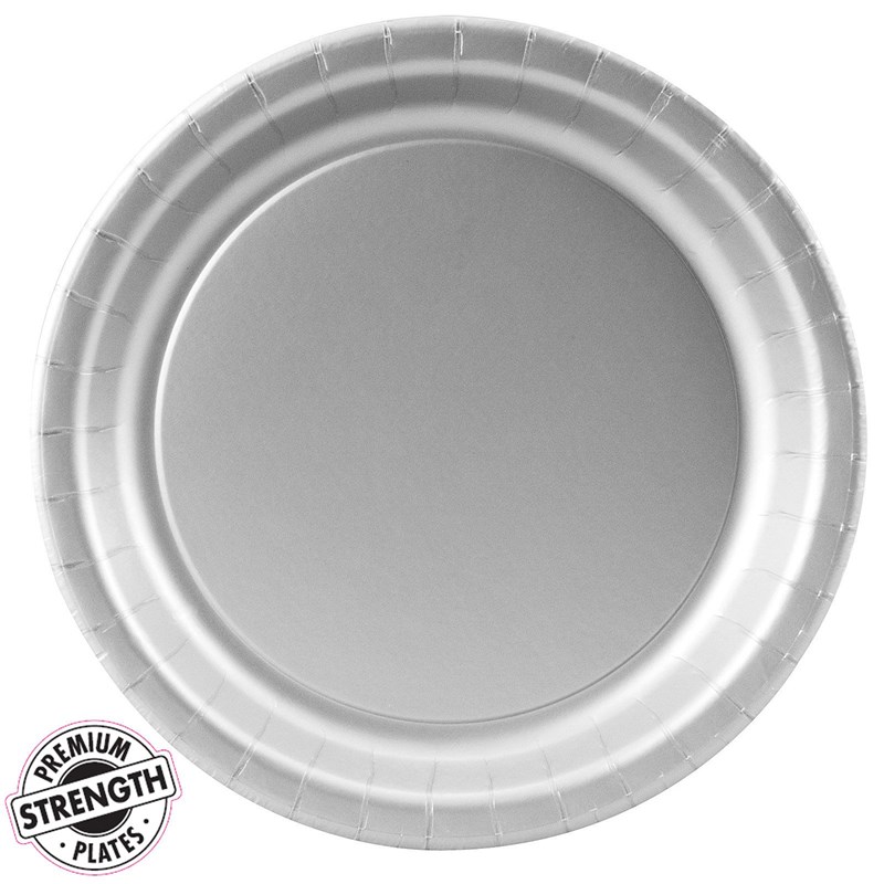 Shimmering Silver (Silver) Paper Dinner Plates (24 count) for the 2022 Costume season.
