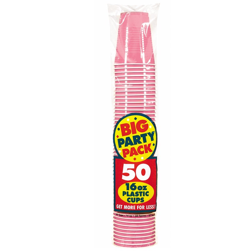 New Pink Big Party Pack   16 oz. Plastic Cups (50 count) for the 2022 Costume season.