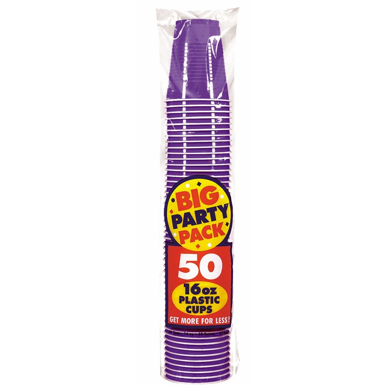 New Purple Big Party Pack   16 oz. Plastic Cups (50 count) for the 2022 Costume season.