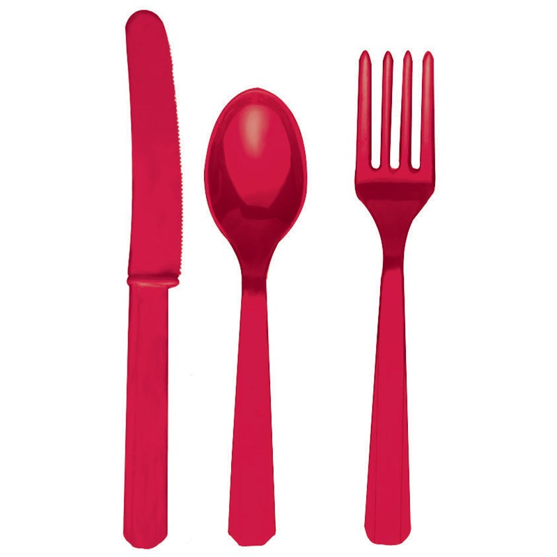 Apple Red Forks, Knives and Spoons (8 each) for the 2022 Costume season.
