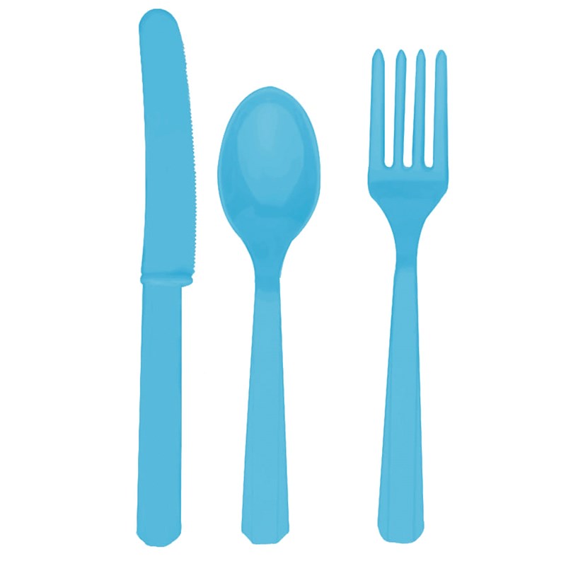 Caribbean Blue Forks, Knives Spoons (8 each) for the 2022 Costume season.