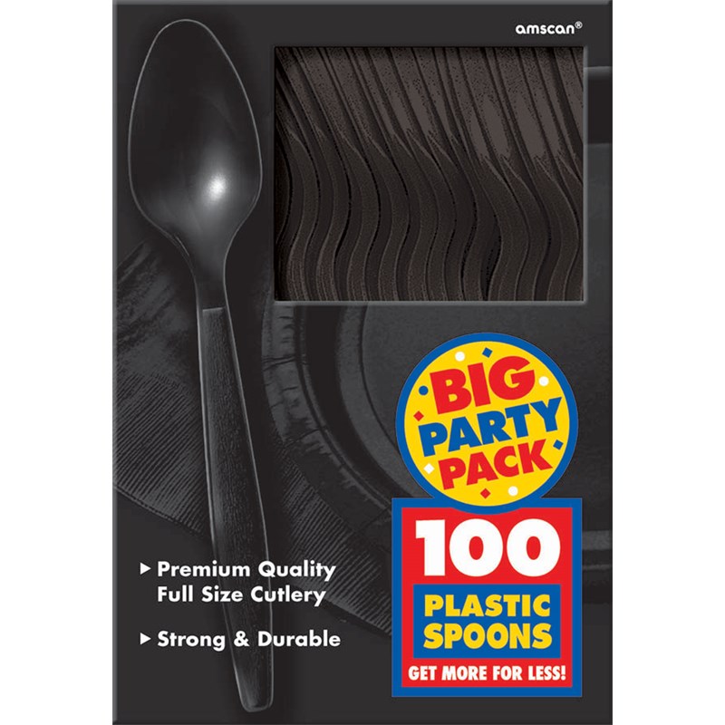 Black Big Party Pack   Spoons (100 count) for the 2022 Costume season.
