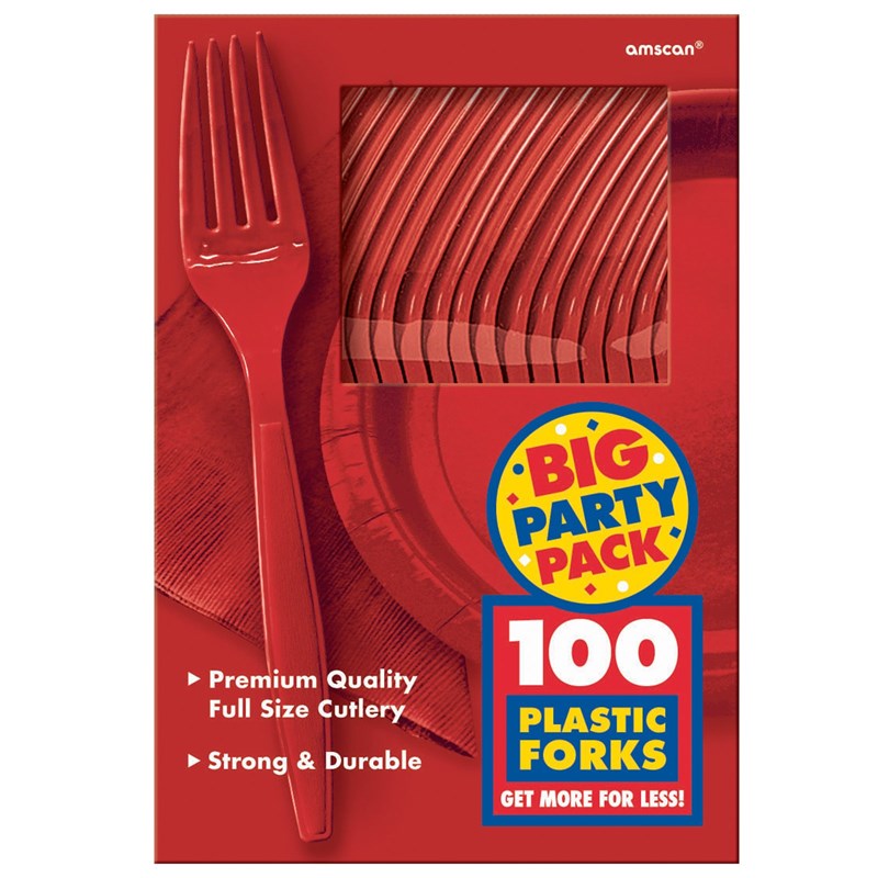 Apple Red Big Party Pack   Forks (100 count) for the 2022 Costume season.