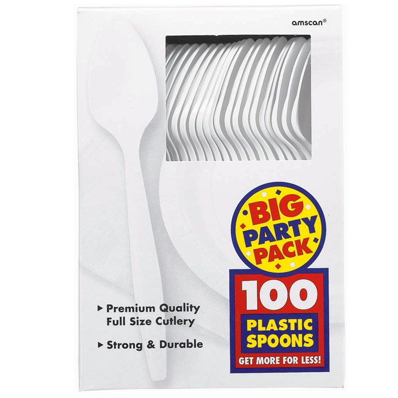 Frosty White Big Party Pack   Spoons (100 count) for the 2022 Costume season.