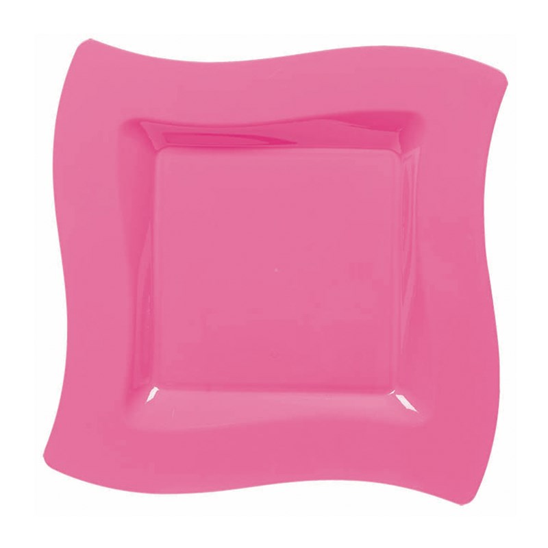 Hot Pink Wavy Square Plastic Dessert Plates (10 count) for the 2022 Costume season.