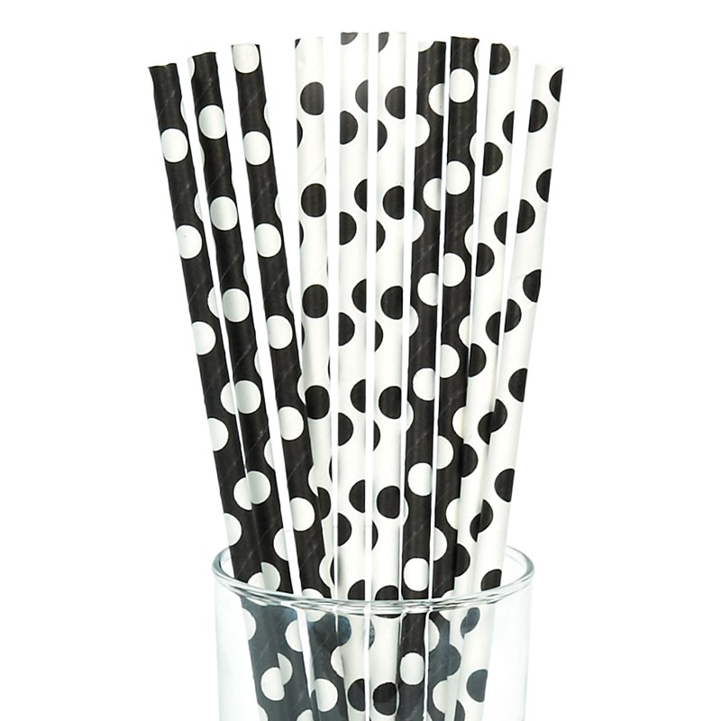 Black and White Dots Straws (10) for the 2022 Costume season.