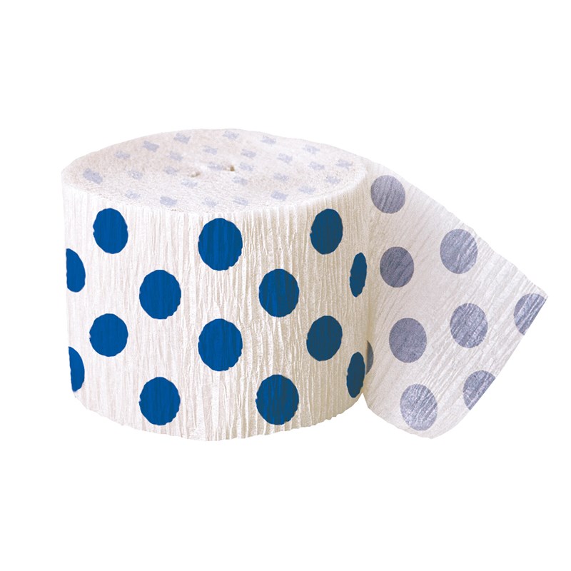 Blue and White Dots Crepe Paper for the 2022 Costume season.