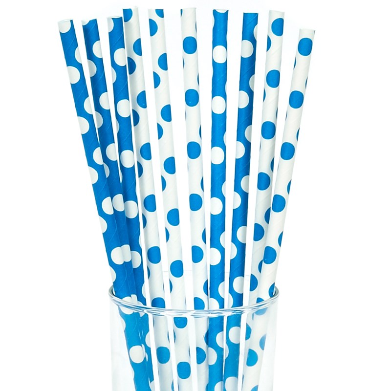 Blue and White Dots Straws (10) for the 2022 Costume season.