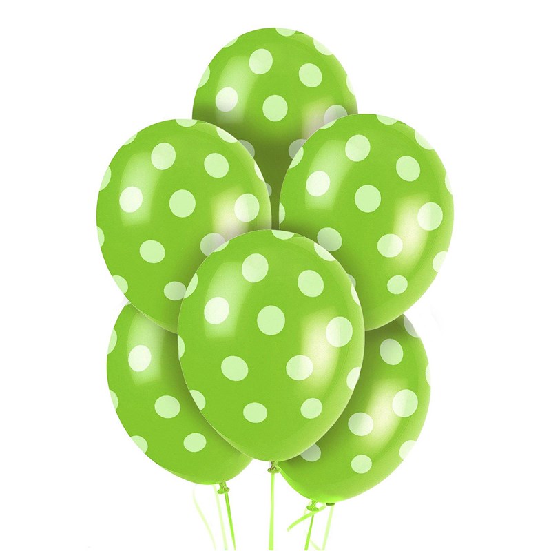 Green and White Dots Latex Balloons (6) for the 2022 Costume season.