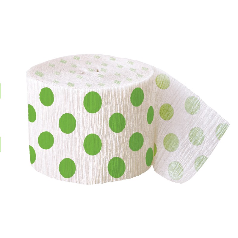 Green and White Dots Crepe Paper for the 2022 Costume season.