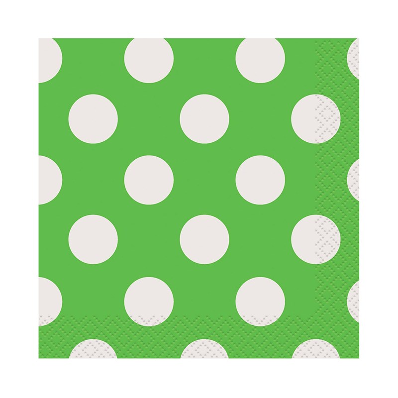 Green and White Dots Beverage Napkins (16) for the 2022 Costume season.