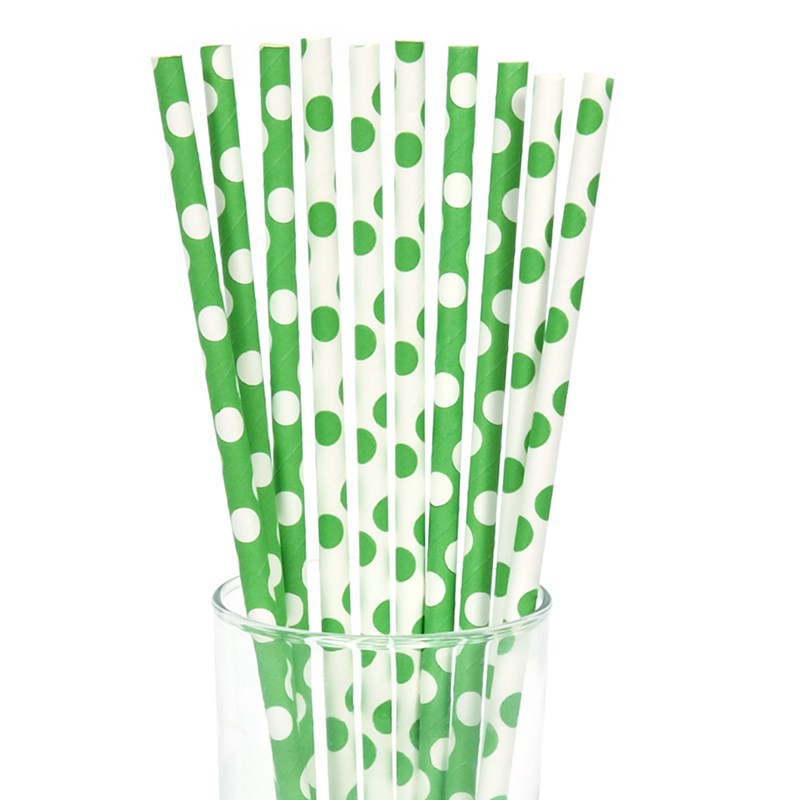 Green and White Dot Straws (10) for the 2022 Costume season.