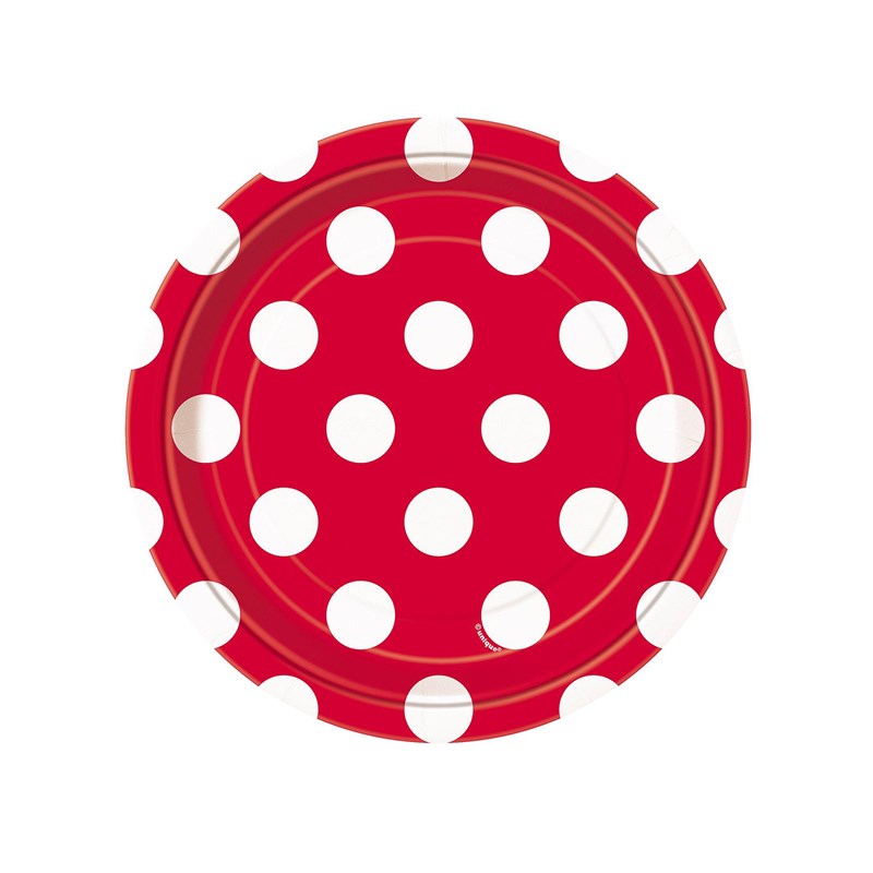 Red and White Dots Dessert Plates (8) for the 2022 Costume season.