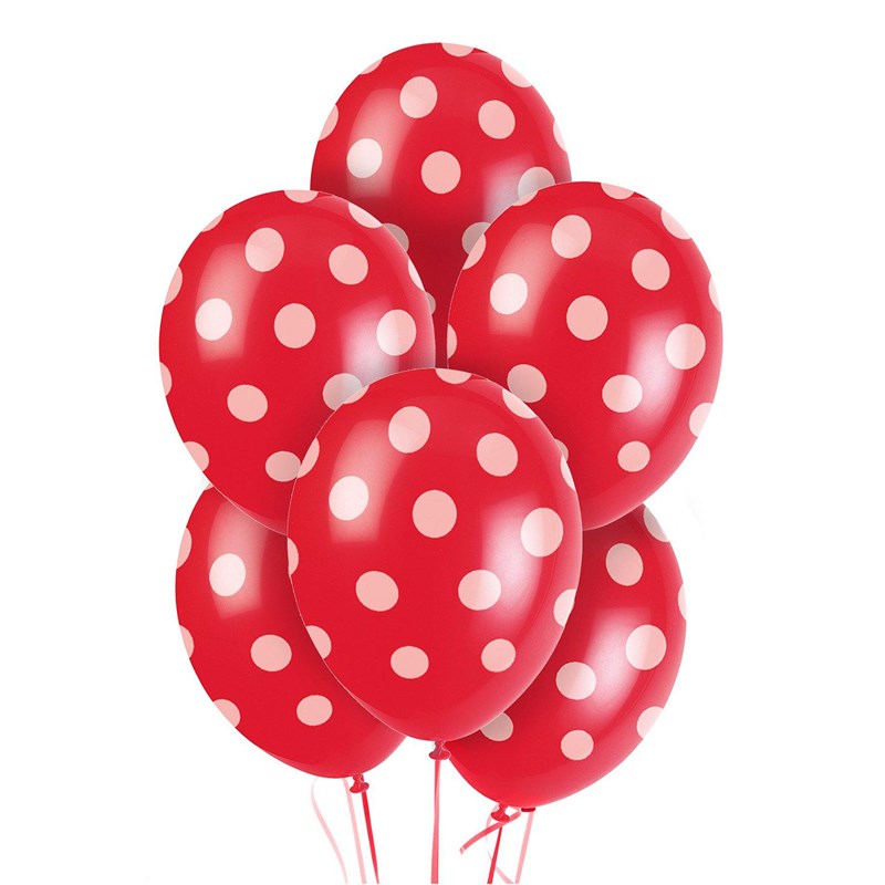 Red and White Dots Latex Balloons (6) for the 2022 Costume season.