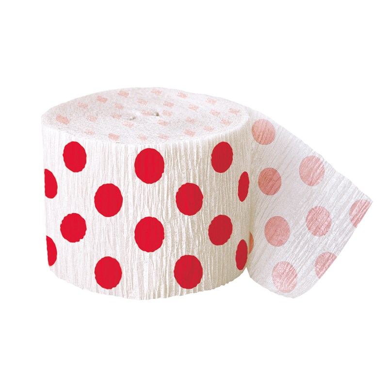 Red and White Dots Crepe Paper for the 2022 Costume season.